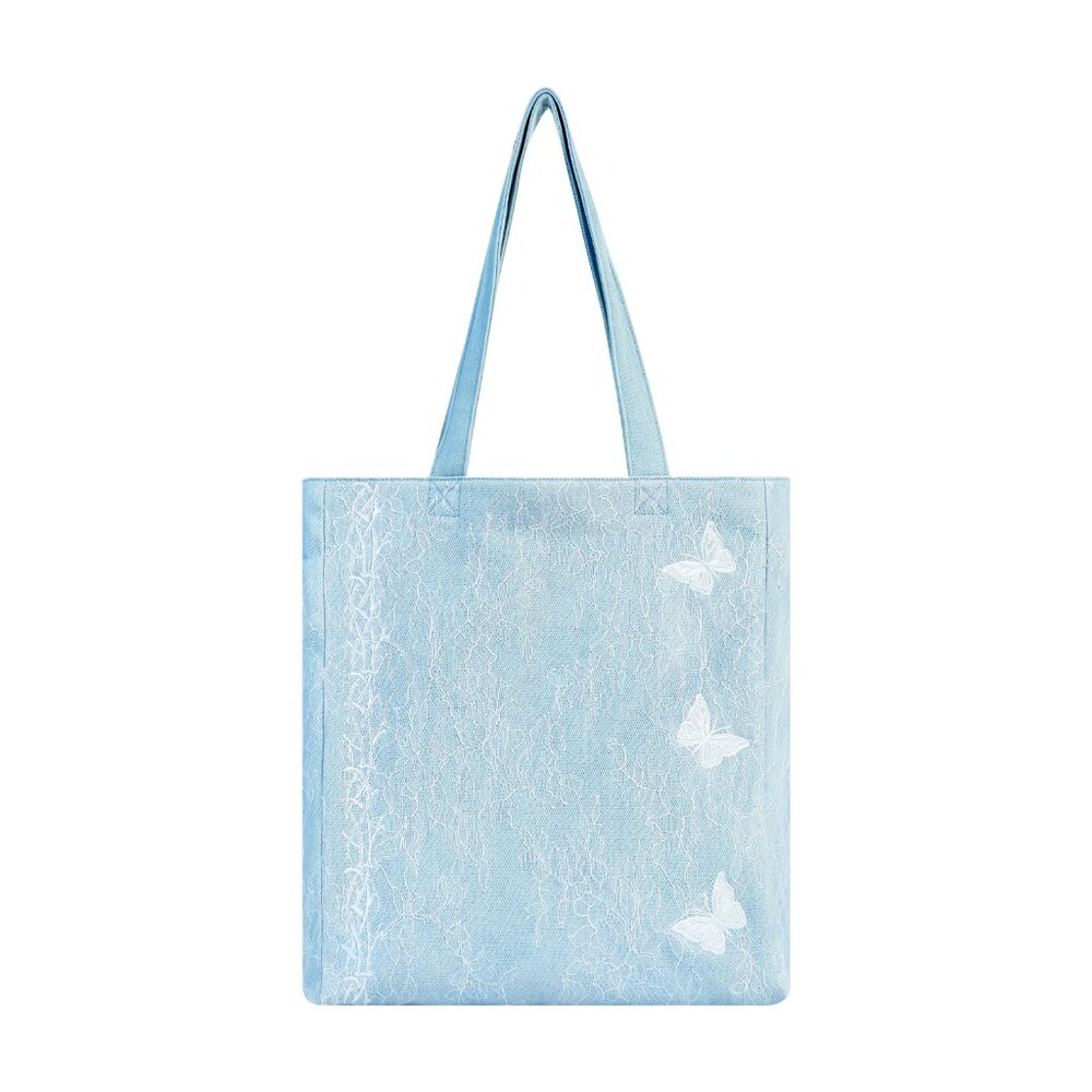 Brand New with Tag - Original Design Romantic Butterfly Lace Denim Tote